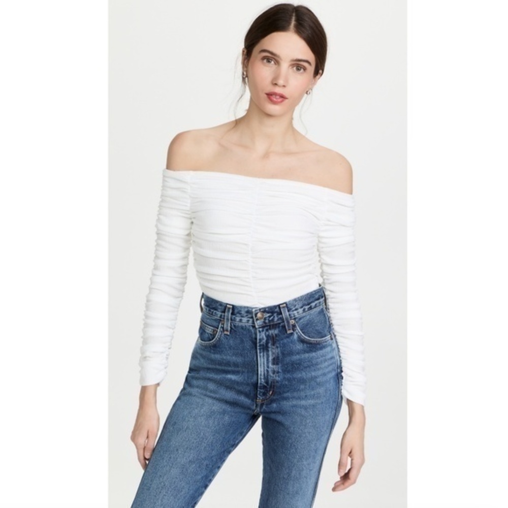 Line and Dot Sofi Ruched Top Off the Shoulder Size Medium
